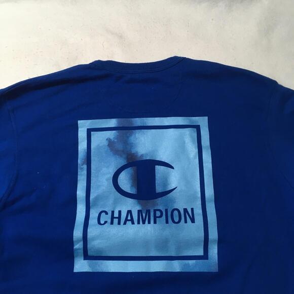 Champion Men's 2XL Vintage Blue Sweatshirt Spell Out graphic Logo Crew Neck - Picture 8 of 8